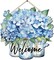 Spring Summer Floral Butterfly Welcome Door Sign – Farmhouse Porch Wall Decor (Blue)